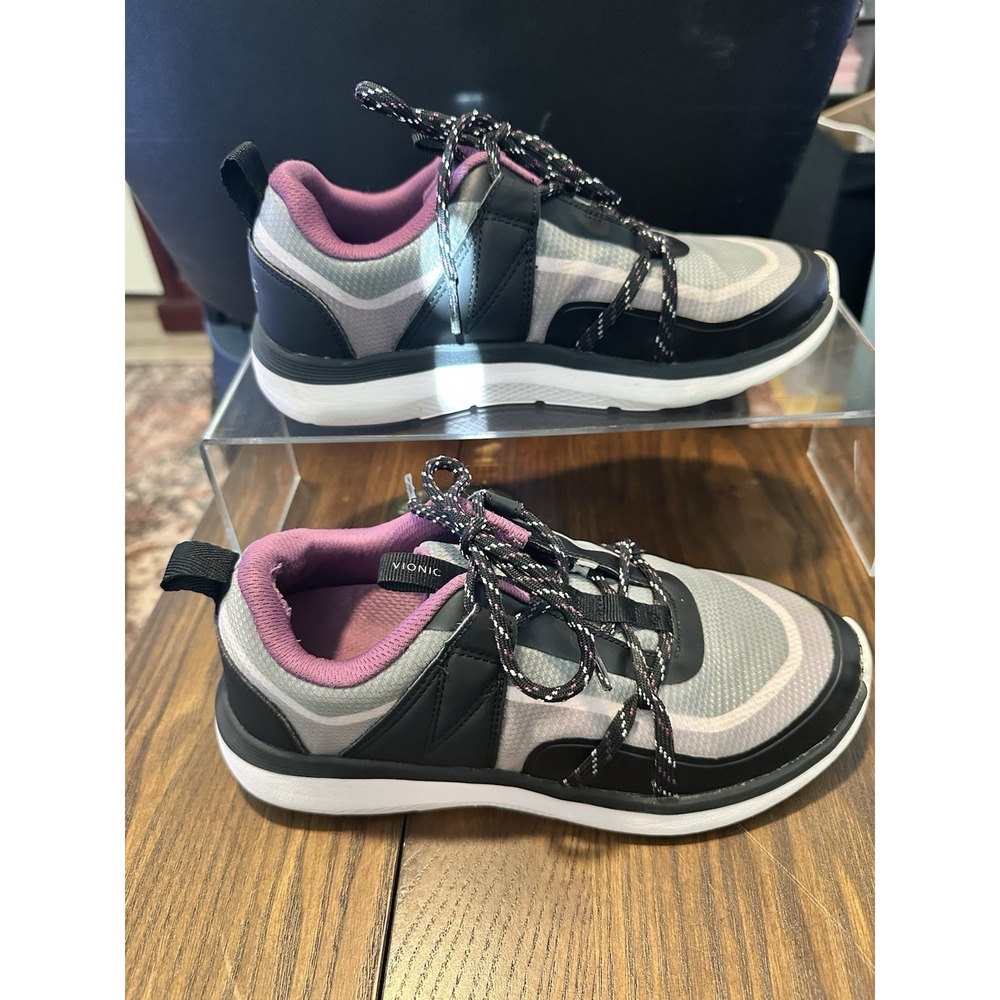 Vionic Delmar Austyn Leisure Sneakers Black Purple Lace Up Women's Size 6